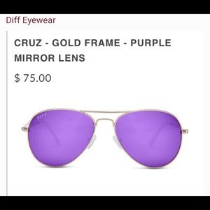 Diff eyewear- JoJo Cruz gold + purple mirrored polarized aviator sunglasses